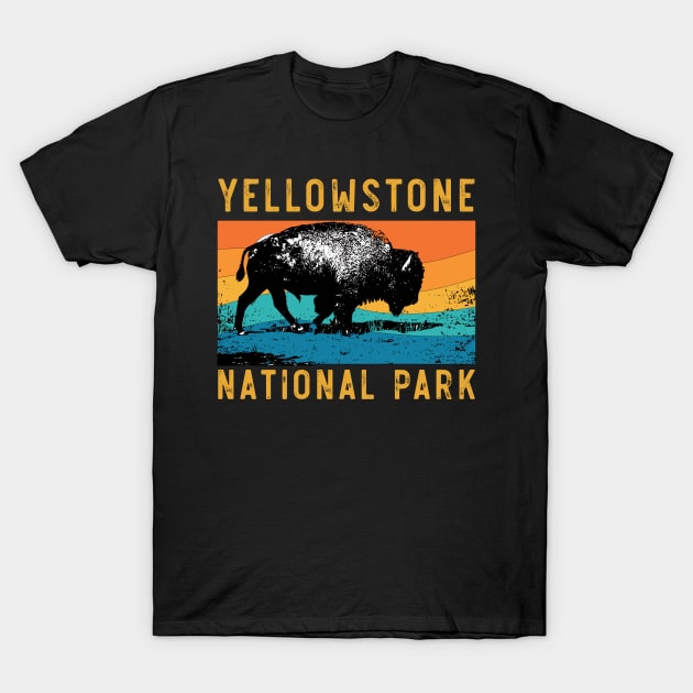 Vintage Yellowstone National Park Gifts Usa Bison Buffalo T-Shirt by mrsmitful01